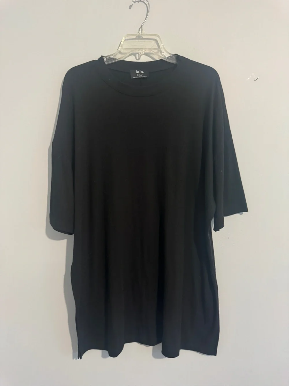 Dressed in LALA Black Ribbed Oversized Tunic - XL